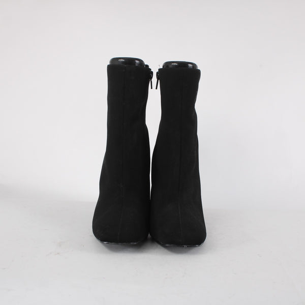 Kayleen Boots Sz 7.5 Black Rhinestone Heel Ankle Man Made Materials 4" Boots