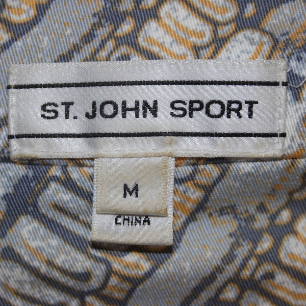 St John Sport Jacket Sz M Blue Yellow Multi Colored Cotton Spandex Jacket