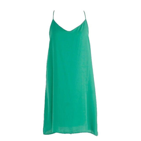 Infitty NEW Sz M Green V Neck Sleeveless Racerback 100% Polyester Dress