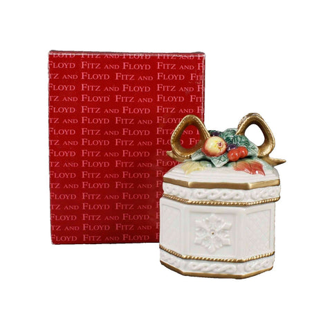Fitz Floyd Essentials NEW 6" Cream Multi 19/1212 Snowy Woods Lidded Box
