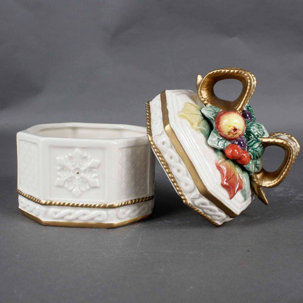 Fitz Floyd Essentials NEW 6" Cream Multi 19/1212 Snowy Woods Lidded Box