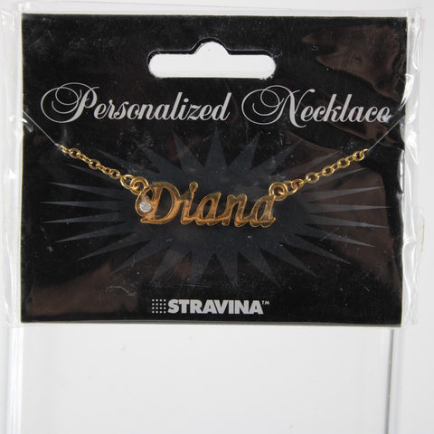 DIANA NEW Name Goldtone Rhinestone Accent 14.5" W 4.5" Multi Ring Ext Necklace