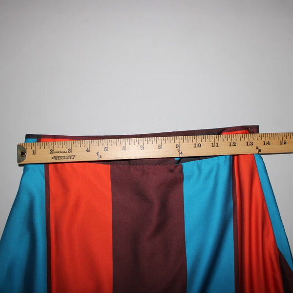 Eva Franco NEW Anthropologie $140 Sz 6 Brown Orange Blue Lined Ruffle Poly Skirt