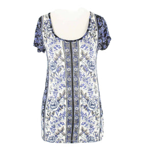 Lucky Brand Sz S Purple Black White Multi Cotton Modal Boho Top