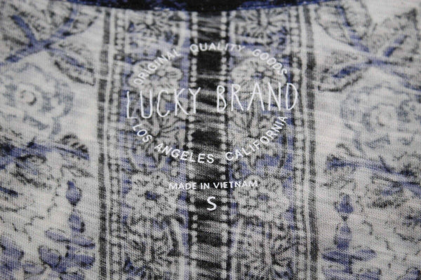 Lucky Brand Sz S Purple Black White Multi Cotton Modal Boho Top
