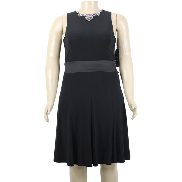 Lauren Ralph Lauren Dress NEW $169 Sz 12 Black Beaded Neck Poly Elastane Dress
