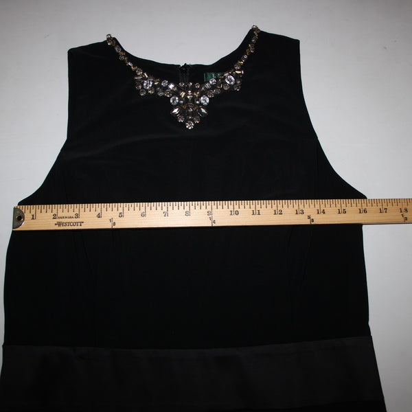 Lauren Ralph Lauren Dress NEW $169 Sz 12 Black Beaded Neck Poly Elastane Dress