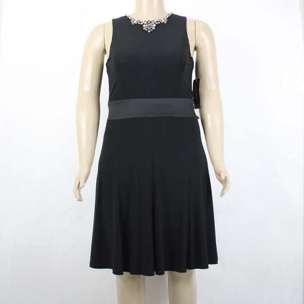 Lauren Ralph Lauren Dress NEW $169 Sz 12 Black Beaded Neck Poly Elastane Dress