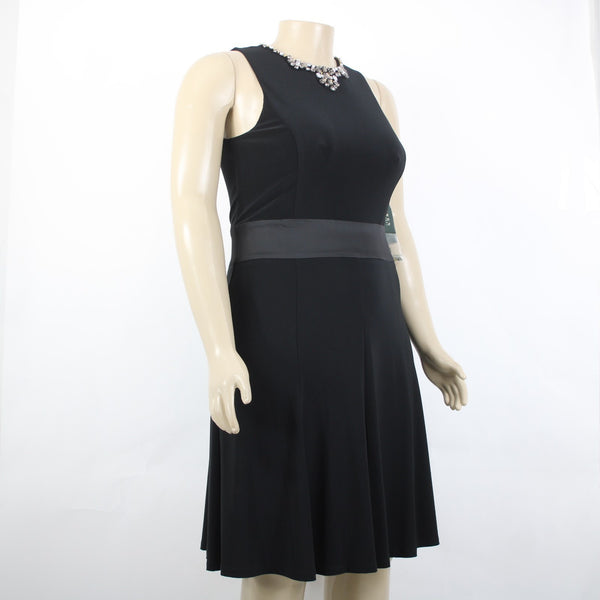 Lauren Ralph Lauren Dress NEW $169 Sz 12 Black Beaded Neck Poly Elastane Dress