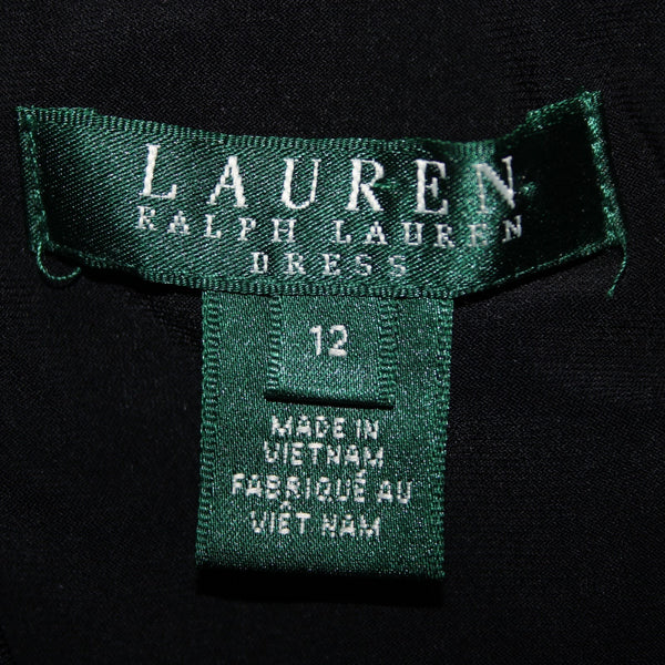 Lauren Ralph Lauren Dress NEW $169 Sz 12 Black Beaded Neck Poly Elastane Dress