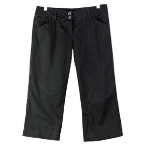 New York & Company Sz 4 x 20 Black Cotton Blend Back Flap Pocket Capri Pant