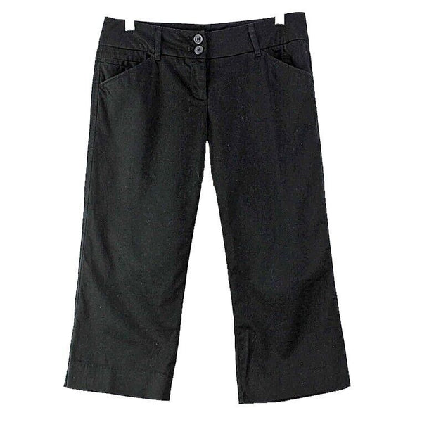 New York & Company Sz 4 x 20 Black Cotton Blend Back Flap Pocket Capri Pant