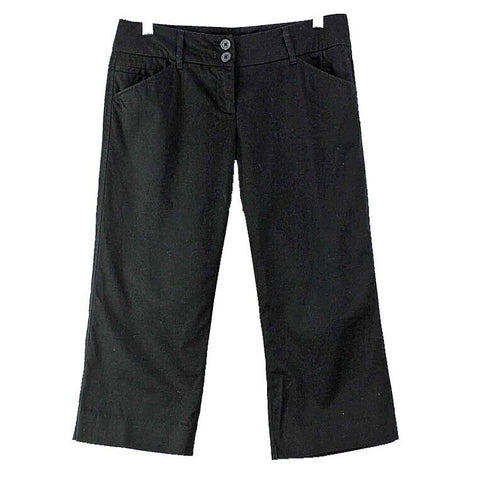 New York & Company Sz 4 x 20 Black Cotton Blend Back Flap Pocket Capri Pant