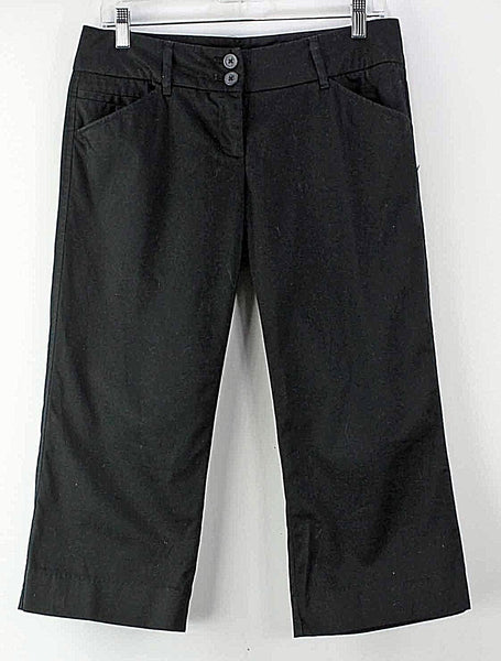 New York & Company Sz 4 x 20 Black Cotton Blend Back Flap Pocket Capri Pant
