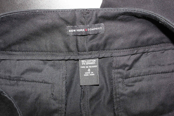 New York & Company Sz 4 x 20 Black Cotton Blend Back Flap Pocket Capri Pant