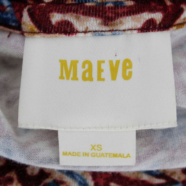 Maeve Sz XS Burgundy Multi Handkerchief Hem Rayon Spandex Dress