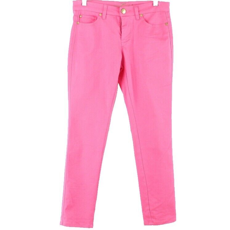 Celebrity Gold Sz 2 x 28 Vibrant Pink Cotton Blend Straight Leg Crop Pant