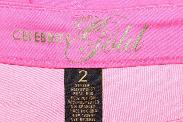 Celebrity Gold Sz 2 x 28 Vibrant Pink Cotton Blend Straight Leg Crop Pant