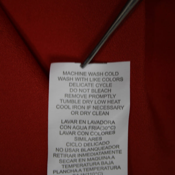 Kensie NEW $59 Sz L Tomato Red Collared Roll Tab Sleeve Viscose Polyester Top