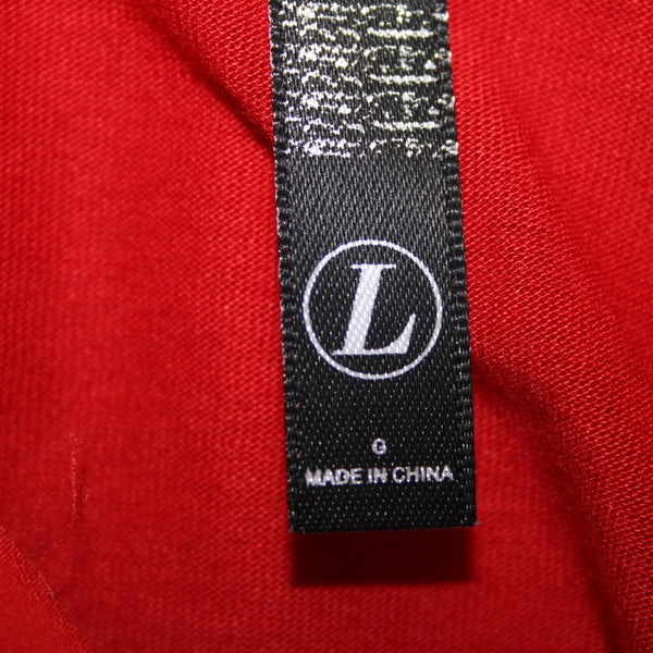 Kensie NEW $59 Sz L Tomato Red Collared Roll Tab Sleeve Viscose Polyester Top
