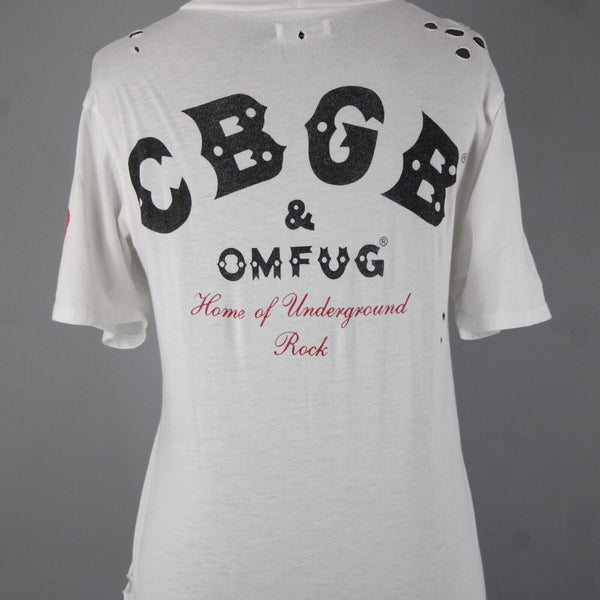Lauren Moshi Sz M White Black Red CBGB Home Of Underground Rock 100% Cotton Top