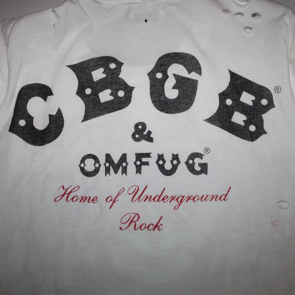 Lauren Moshi Sz M White Black Red CBGB Home Of Underground Rock 100% Cotton Top