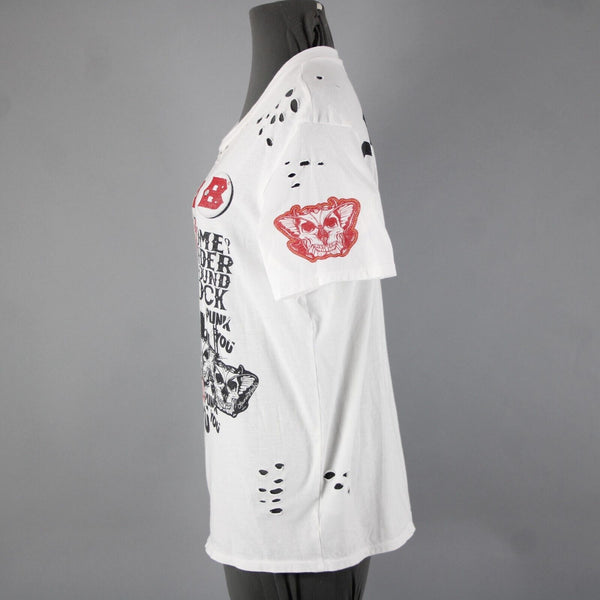 Lauren Moshi Sz M White Black Red CBGB Home Of Underground Rock 100% Cotton Top