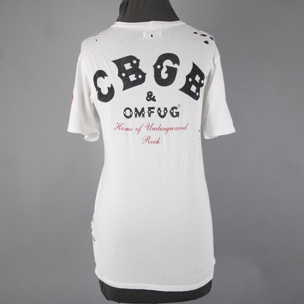 Lauren Moshi Sz M White Black Red CBGB Home Of Underground Rock 100% Cotton Top