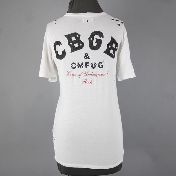 Lauren Moshi Sz M White Black Red CBGB Home Of Underground Rock 100% Cotton Top