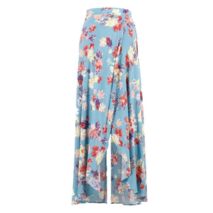 Cotton Candy LA NEW Sz M Aqua Multi Maxi Short Lining Rayon Wrap Skirt