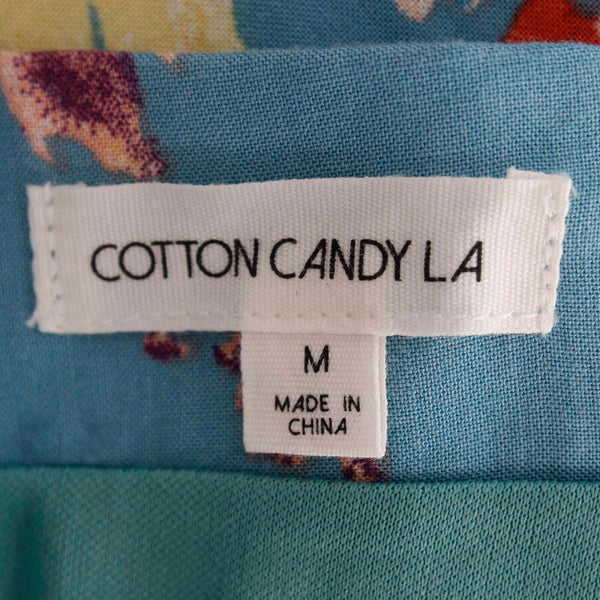 Cotton Candy LA NEW Sz M Aqua Multi Maxi Short Lining Rayon Wrap Skirt