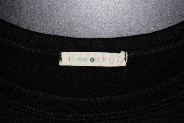 Lime & Chili Sz M Black Poly Blend Shoulder Applique Sweatshirt Top
