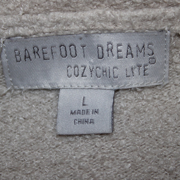 Barefoot Dreams Sweater Sz L Tan Collared Pocket Half Zip Nylon Rayon Sweater