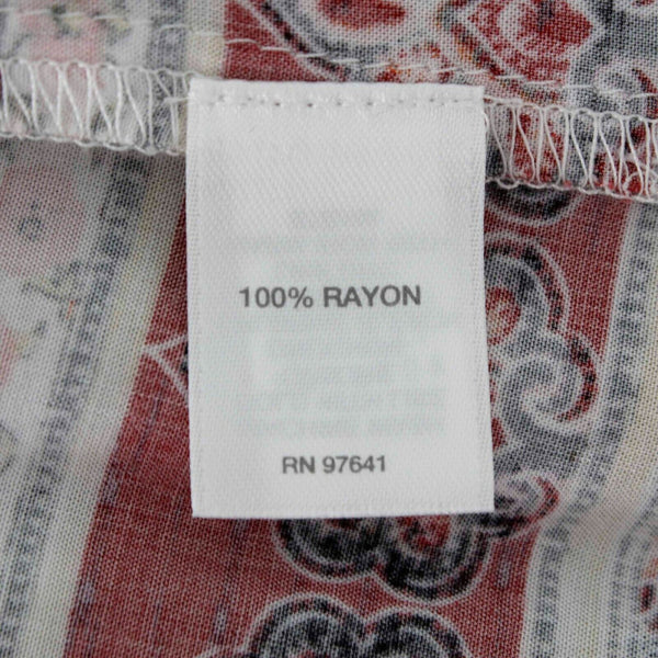 J Jill Sz M Red Black Ivory Multi East Indian Print 100% Rayon Tunic Top