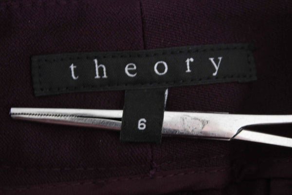 Theory Sz 6 x 32 Purple Boot Cut 4 Pocket Cotton Elastane Trouser Pant