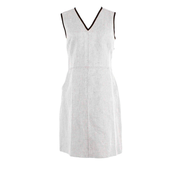 Oscar de la Renta NEW $288 Sz 12P Sable Cotton Blend Suede Trim Dress