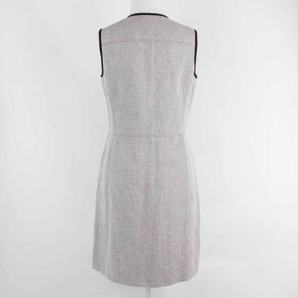 Oscar de la Renta NEW $288 Sz 12P Sable Cotton Blend Suede Trim Dress