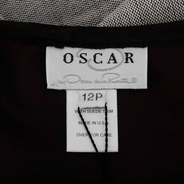 Oscar de la Renta NEW $288 Sz 12P Sable Cotton Blend Suede Trim Dress