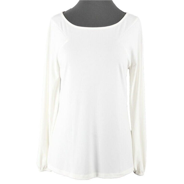 Worthington Sz S Cream Polyester Spandex Knit Long Sleeve Blouse Top