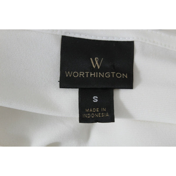 Worthington Sz S Cream Polyester Spandex Knit Long Sleeve Blouse Top