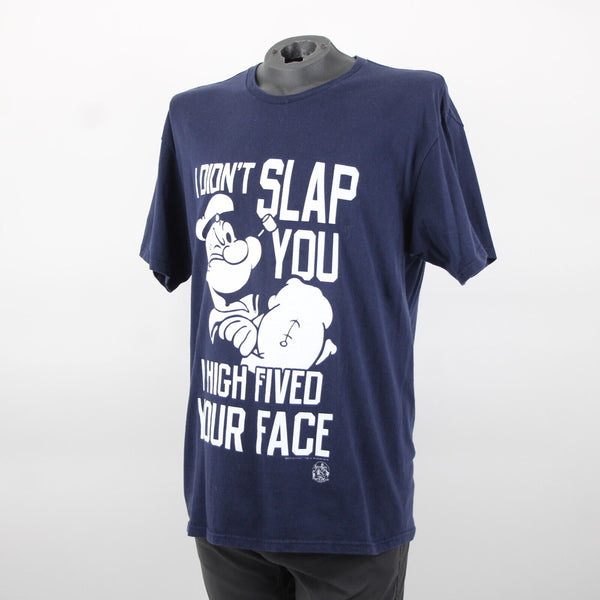 Delta Pro Popeye Sz XL Navy Blue White Graphic 100% Cotton Tee Shirt