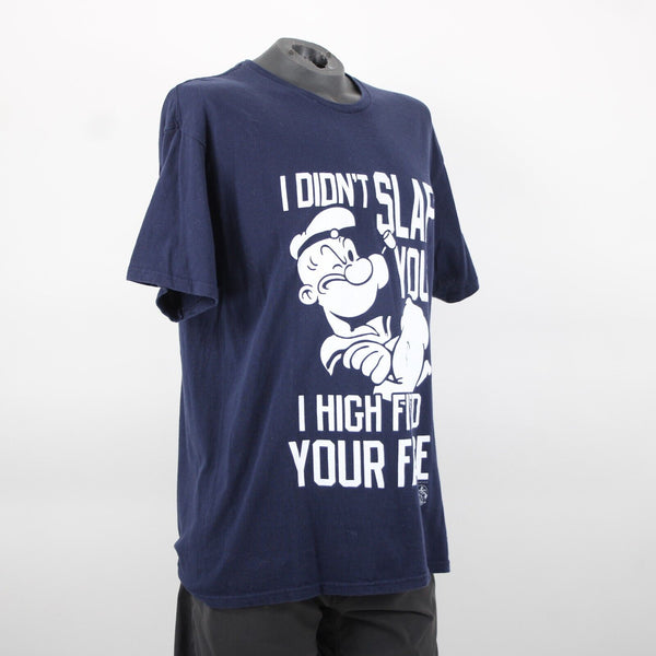Delta Pro Popeye Sz XL Navy Blue White Graphic 100% Cotton Tee Shirt