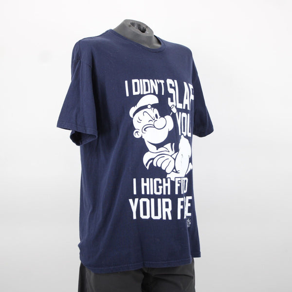 Delta Pro Popeye Sz XL Navy Blue White Graphic 100% Cotton Tee Shirt