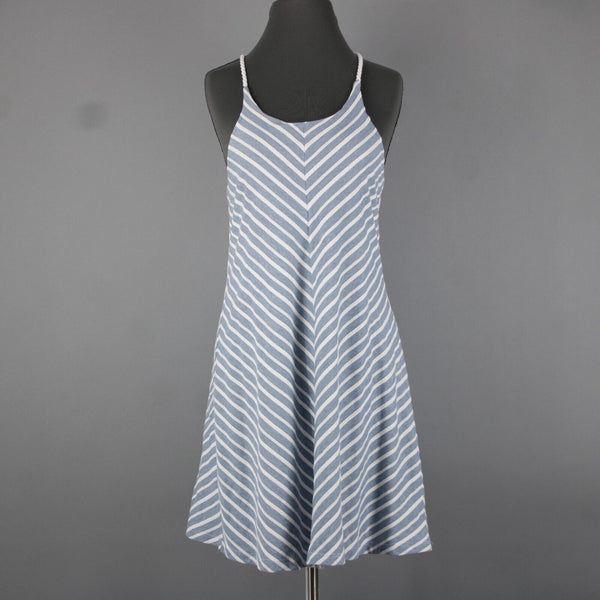 Prana NEW $79 Sz S Blue White Striped Round Neck Organic Cotton Polyester Dress