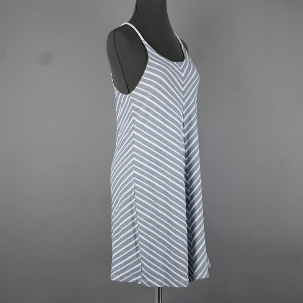 Prana NEW $79 Sz S Blue White Striped Round Neck Organic Cotton Polyester Dress
