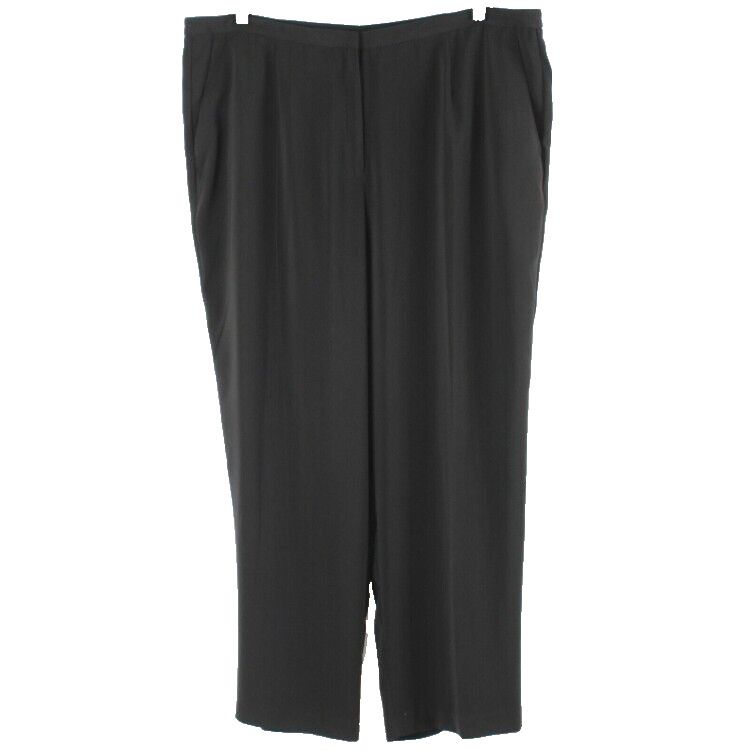 Norton McNaughton Sz 20W x 30 Black Pocketed Loose 100% Polyester Trouser Pant