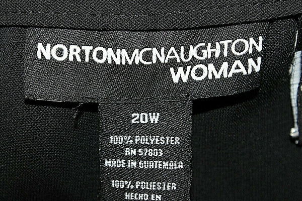 Norton McNaughton Sz 20W x 30 Black Pocketed Loose 100% Polyester Trouser Pant