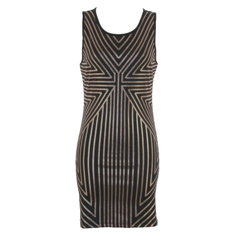 MINKPINK NEW Sz M Black Rose Gold Zip Polyester Rayon Elastane Shift Dress
