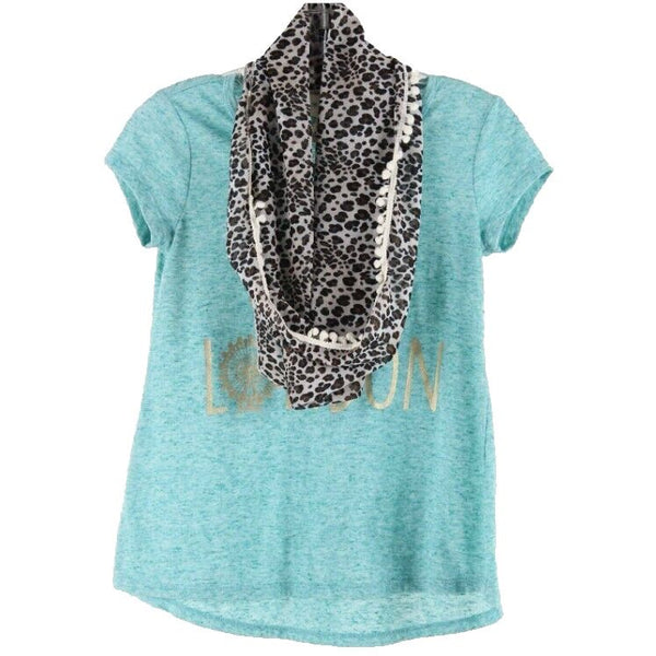 Lily Bleu Sz S Aqua Blue Multi Paris London Scarf Polyester Blend Top