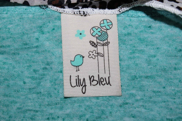 Lily Bleu Sz S Aqua Blue Multi Paris London Scarf Polyester Blend Top